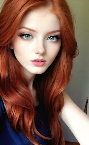 AI girl with red hair wallpaper