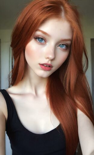 AI girl with red hair wallpaper