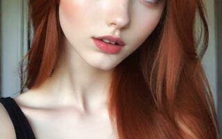 AI girl with red hair wallpaper