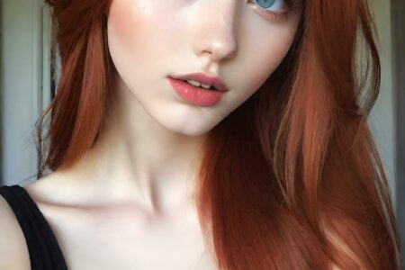 AI girl with red hair wallpaper