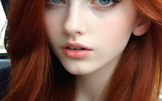 AI girl with red hair wallpaper