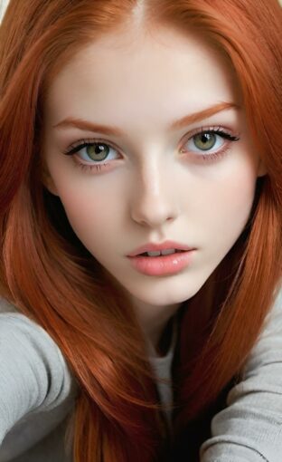 AI girl with red hair wallpaper