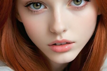 AI girl with red hair wallpaper