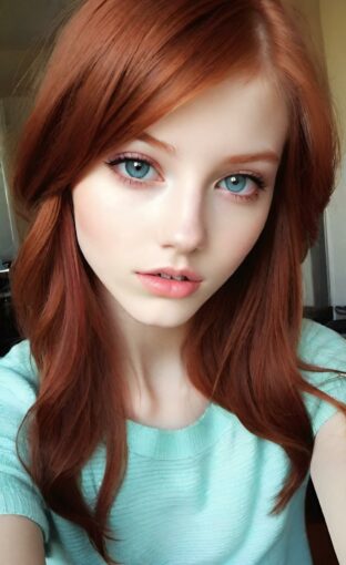 AI girl with red hair wallpaper
