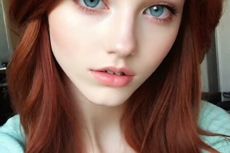 AI girl with red hair wallpaper