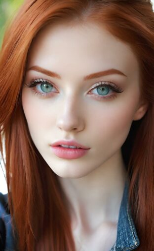 AI girl with red hair wallpaper