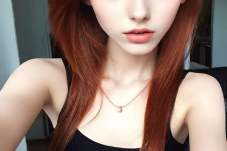 AI girl with red hair wallpaper