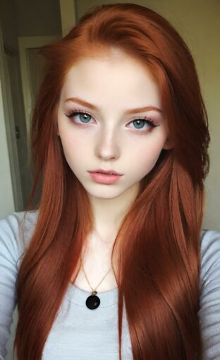 AI girl with red hair wallpaper