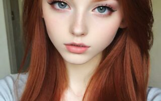 AI girl with red hair wallpaper