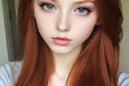 AI girl with red hair wallpaper