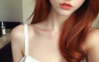 AI girl with red hair wallpaper