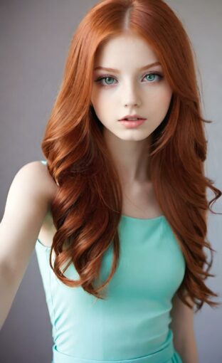 AI girl with red hair wallpaper