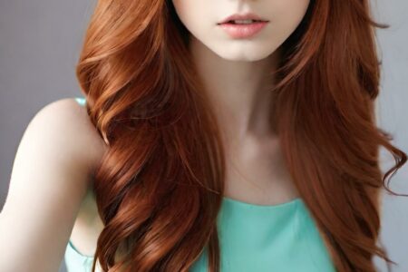 AI girl with red hair wallpaper