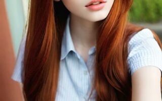 AI girl with red hair wallpaper