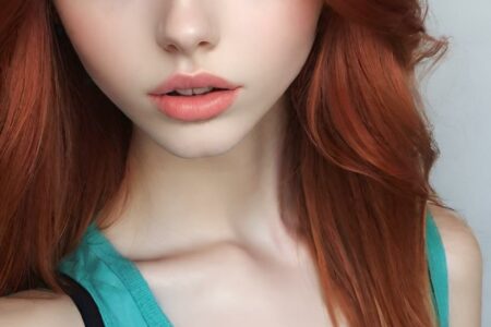 AI girl with red hair wallpaper