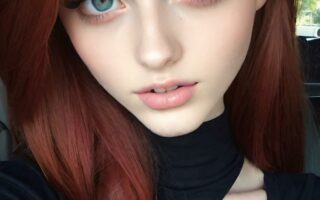AI girl with red hair wallpaper