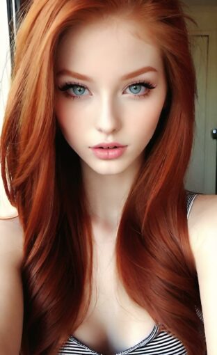 AI girl with red hair wallpaper