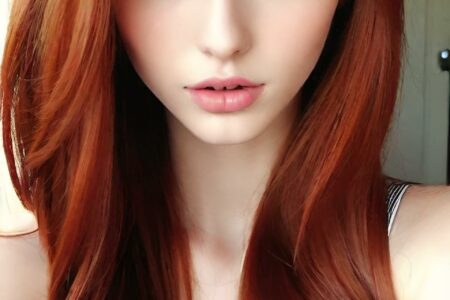 AI girl with red hair wallpaper