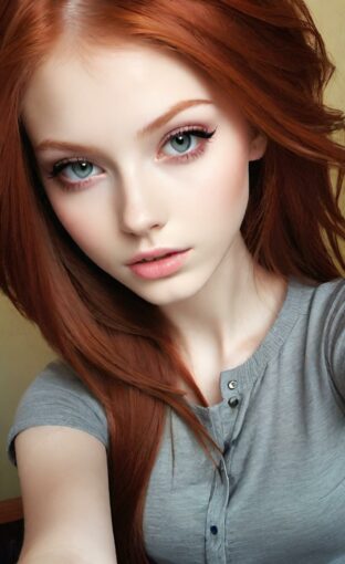 AI girl with red hair wallpaper