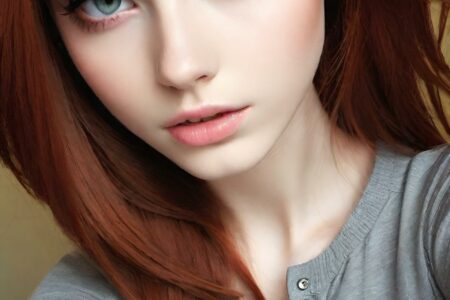 AI girl with red hair wallpaper