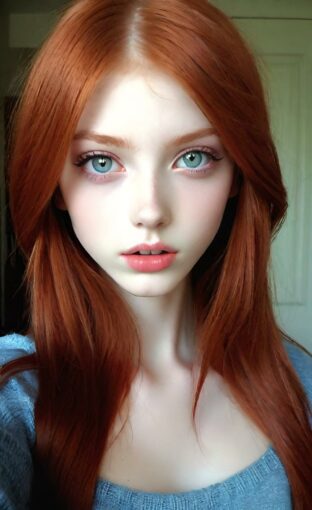 AI girl with red hair wallpaper