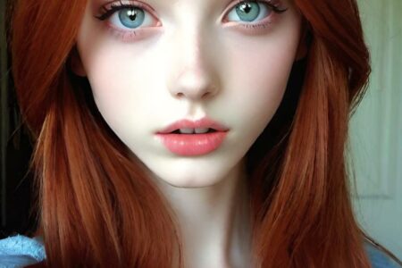 AI girl with red hair wallpaper