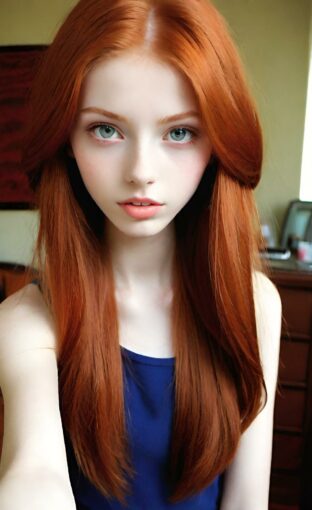 AI girl with red hair wallpaper