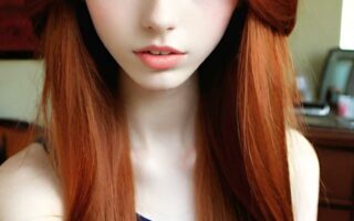 AI girl with red hair wallpaper