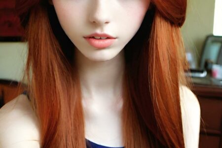 AI girl with red hair wallpaper