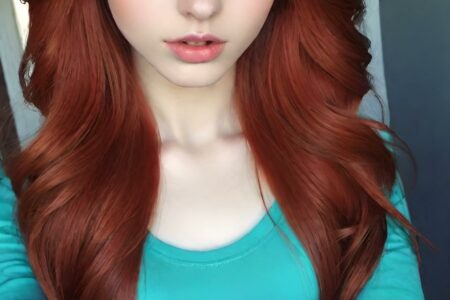 AI girl with red hair wallpaper
