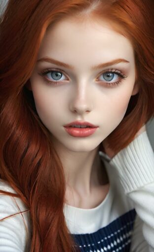 AI girl with red hair wallpaper