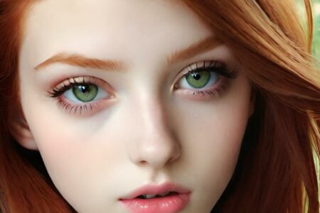 AI girl with red hair wallpaper