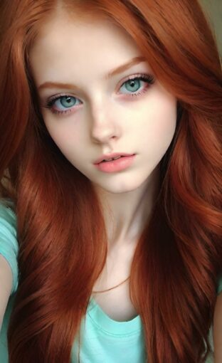 AI girl with red hair wallpaper