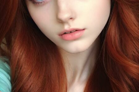 AI girl with red hair wallpaper