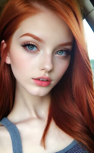 AI girl with red hair wallpaper