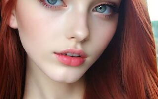 AI girl with red hair wallpaper