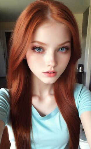 AI girl with red hair wallpaper