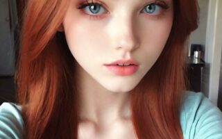 AI girl with red hair wallpaper