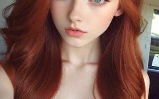 AI girl with red hair wallpaper