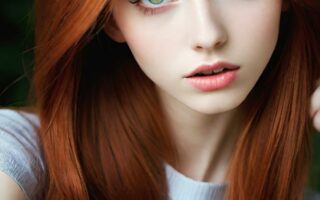 AI girl with red hair wallpaper