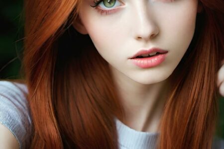 AI girl with red hair wallpaper