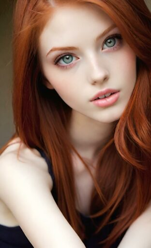 AI girl with red hair wallpaper