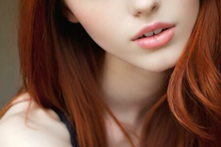 AI girl with red hair wallpaper
