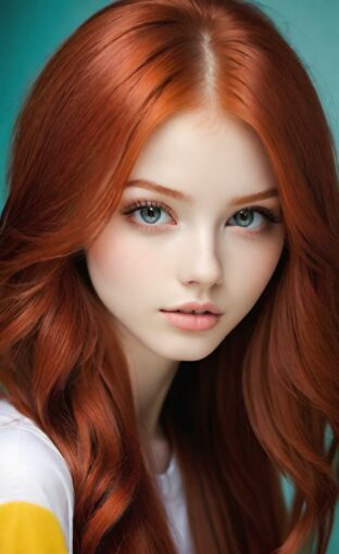 AI girl with red hair wallpaper