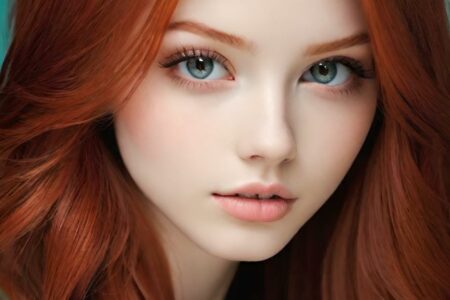 AI girl with red hair wallpaper