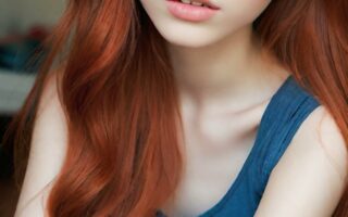 AI girl with red hair wallpaper