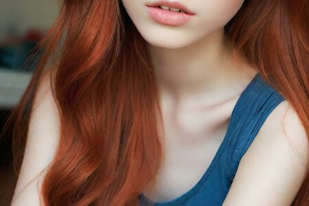 AI girl with red hair wallpaper