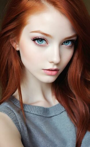 AI girl with red hair wallpaper