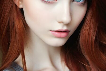 AI girl with red hair wallpaper