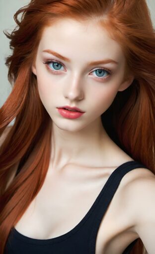AI girl with red hair wallpaper